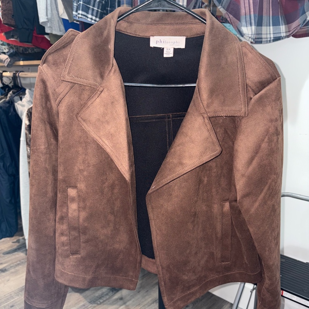 Philosophy Suede-Look Brown Outerwear - Picture 1 of 3